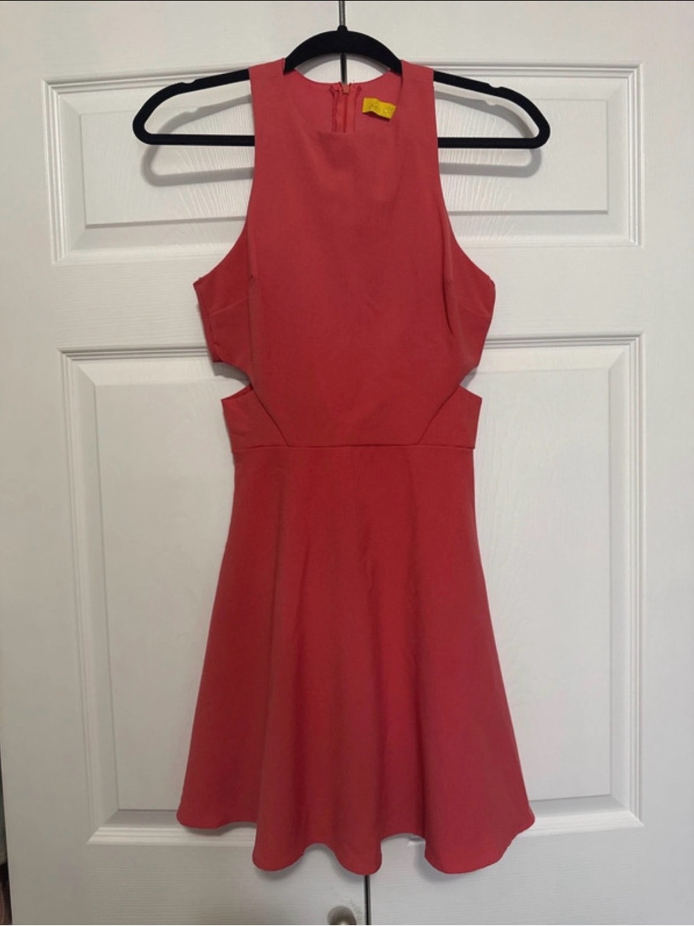 Women's Coral Cutout Fit-and-Flare Dress